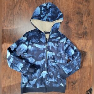 NWOT Lands' End Vibrant Blue & Navy Animal Print Hoodie Boy's Size 8